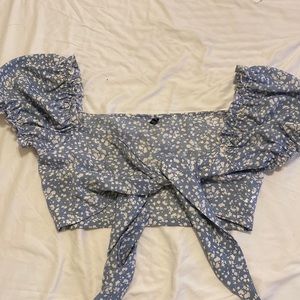 Light blue with white flower crop top